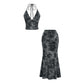Bohemia Floral Impresión Halter y Maxi Falda Co-ord Set