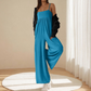 Traje de piernas anchas sin espalda con correa de playa casual