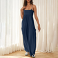 Traje de piernas anchas sin espalda con correa de playa casual