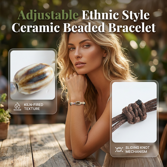 Bracete de cerámica con cuentas de estilo étnico ajustable