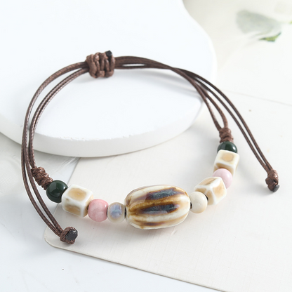 Bracete de cerámica con cuentas de estilo étnico ajustable