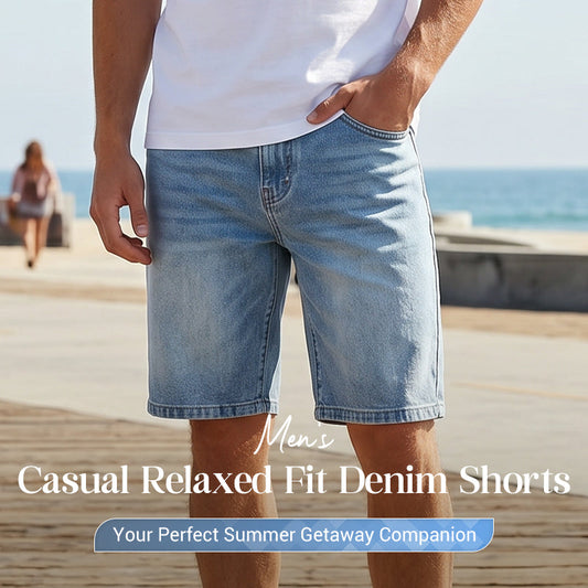 Pantalones cortos de denim casual de ajuste relajado para hombres