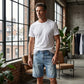 Pantalones cortos de denim casual de ajuste relajado para hombres
