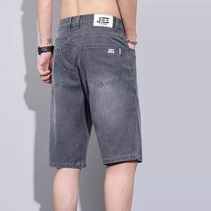 Pantalones cortos de denim casual de ajuste relajado para hombres