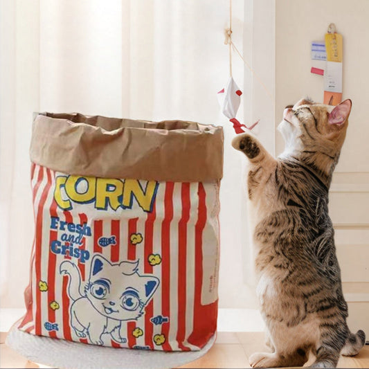 Túnel de gato de bolsa de papel de palomitas de maíz gigante