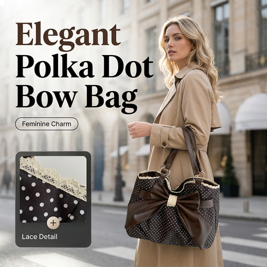Elegante Polka Dot Encaje Bow Bolso de Hombro de Mujeres