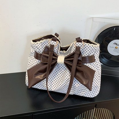 Elegante Polka Dot Encaje Bow Bolso de Hombro de Mujeres