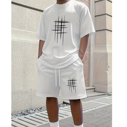 Blusa casual masculina y pantalones cortos de 2 piezas, un par de calcetines adicionales