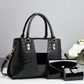 Bolso de mano con patrón de cocodrilo de las mujeres Set de 3 piezas