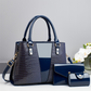 Bolso de mano con patrón de cocodrilo de las mujeres Set de 3 piezas