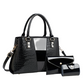Bolso de mano con patrón de cocodrilo de las mujeres Set de 3 piezas