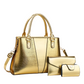 Bolso de mano con patrón de cocodrilo de las mujeres Set de 3 piezas