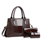Bolso de mano con patrón de cocodrilo de las mujeres Set de 3 piezas