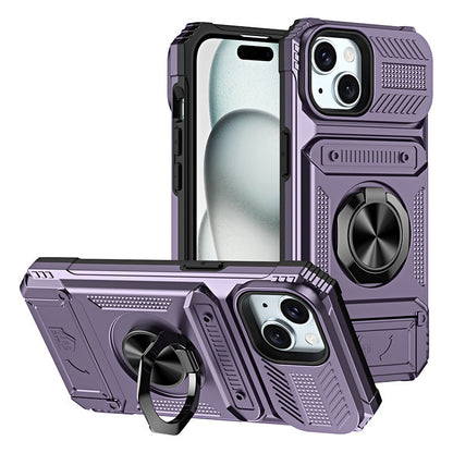 Funda para teléfono con soporte de tarjeta y agarre de anillo para iPhone