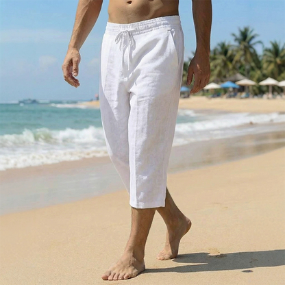 Pantalones casuales Capri con cordón de cintura para hombre
