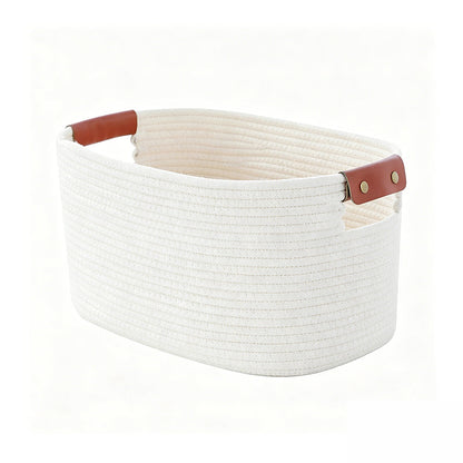 Cesta de almacenamiento de cuerda de algodón tejida con manijas