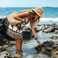 Mujeres verano Boho estampado tropical mini vestido