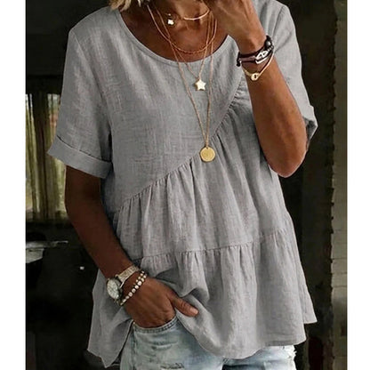 Women's Short Sleeve Tiered Tunic Top