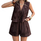Conjunto de chaleco y pantalones cortos de verano para mujeres