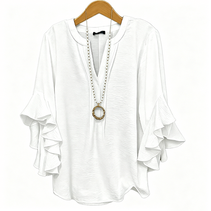 🌸   ¡50% de descuento en tiempo limitado!   ✨  Camiseta de manga con cuello en V - fluida, ligera y elegante para mujeres 🌿