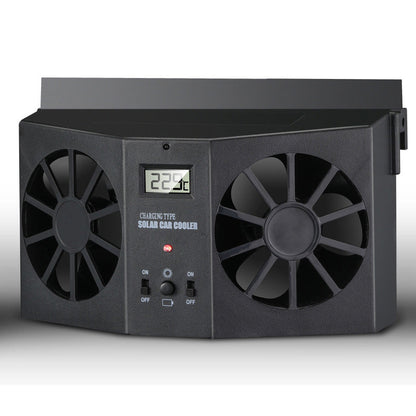 Ventilador de ventana de coche solar con batería recargable