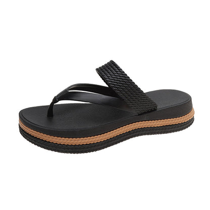 Flip-Flops de la plataforma de la correa tejida de las mujeres