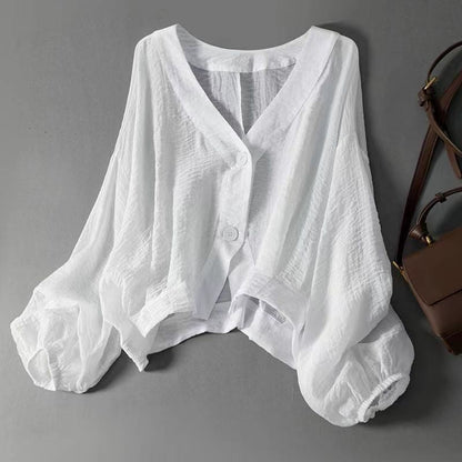 Mujeres ligera camisa de protección solar suelta pura chaqueta casual