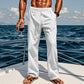 Pantalones de ajuste suelto de lino de moda para hombres con bolsillos