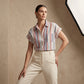 Camisa con botones manga corta de rayas para mujer