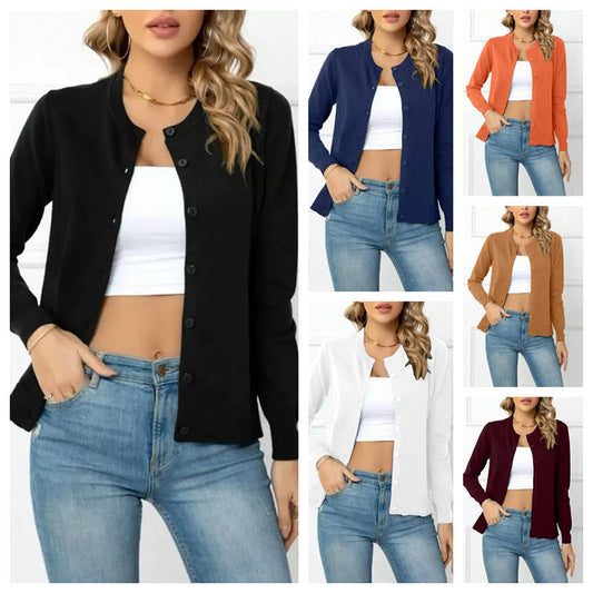 🥳 Venta caliente 2026 🥳💞 50K+ VENDIDO! ✨ 💝   Cardigan de cuello tripulación clásico para mujer
