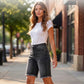 Pantalones cortos de denim de cintura alta de mujer