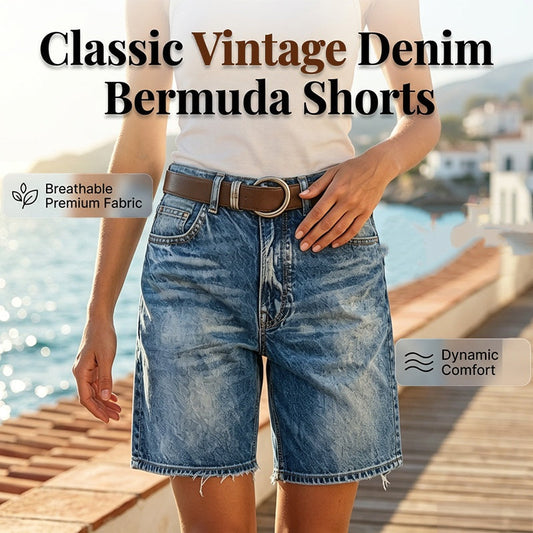 Pantalones cortos Bermudas de mezclilla para mujer con cintura media