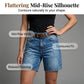 Pantalones cortos Bermudas de mezclilla para mujer con cintura media