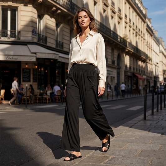 Pantalones Casuales de Pierna Ancha para Mujer