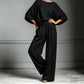 Conjunto de Dos Piezas para Mujer - Top Holgado y Pantalón de Pierna Ancha