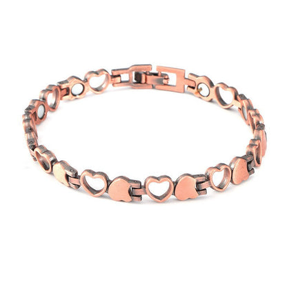 Pulsera Magnética con Eslabones de Corazón Elegante