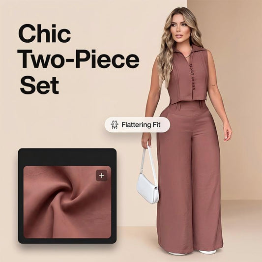 Conjunto de 2 Piezas: Top sin Mangas y Pantalón para Mujer