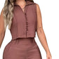 Conjunto de 2 Piezas: Top sin Mangas y Pantalón para Mujer
