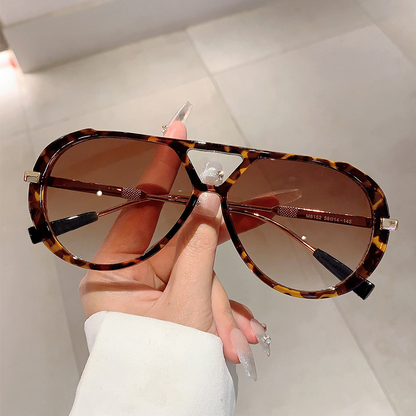 Gafas de Sol Retro con Montura de Estampado Leopardo