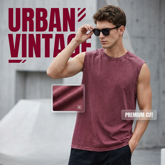 Camiseta sin mangas vintage lavada para hombre
