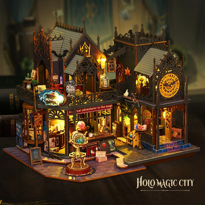 🏰Puzzle 3D de Madera, Rompecabezas Artesanal de Madera, 1 Set Kit DIY Book Nook, Kit de Modelo DIY, Decoración de Escritorio 3D, Kit de Modelo DIY para Decoración de Estantería, Manualidades