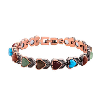 Pulsera de Piedra Magnética con Acabado de Cobre Antiguo