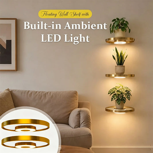 Estante Flotante de Pared con Luz LED Ambiental Integrada