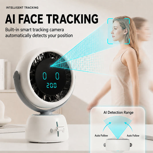 Ventilador de Escritorio con Seguimiento Facial Inteligente