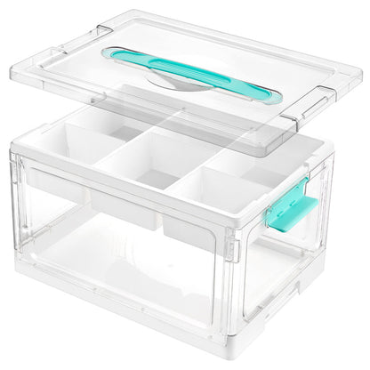 Caja de Almacenamiento Apilable de Plástico Transparente con Tapa con Cierre