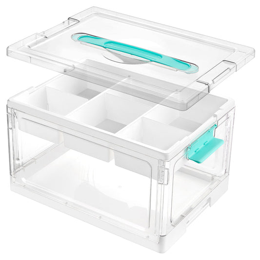 Caja de Almacenamiento Apilable de Plástico Transparente con Tapa con Cierre