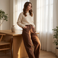 Pantalones de Pierna Ancha y Cintura Alta para Mujer