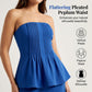 Conjunto de Top Strapless Plisado con Peplum y Pantalón para Mujer