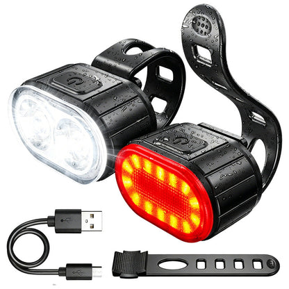 🚴 ¡50% DE DESCUENTO! 💡 Set de Luces para Bicicleta Recargables USB – LED Potente, Carga USB y Montaje Fácil – Perfecto para Salidas Nocturnas y Desplazamientos Urbanos 🚦