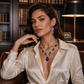 Conjunto de Collar y Aretes con Colgante de Lágrima Brillante